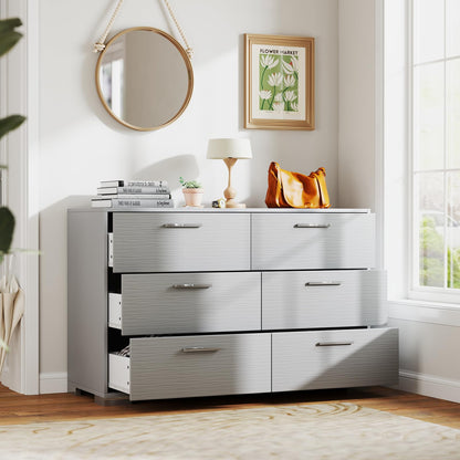 Goflame Storage Cabinet with 6 Drawers, Metal Legs & Handles, Anti-Toppling Devices, Grey