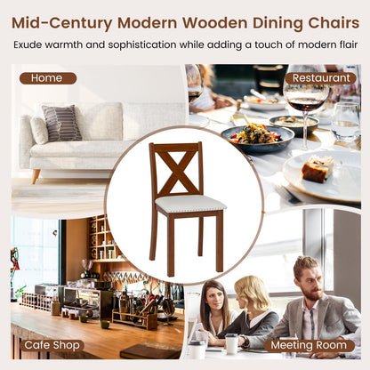 Goflame Wooden Dining Chair Set of 2/4 with Padded Seat and Curved Back