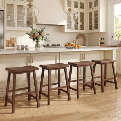 Goflame 24 Inch Counter Height Saddle Bar Stools with Footrest (2/4)