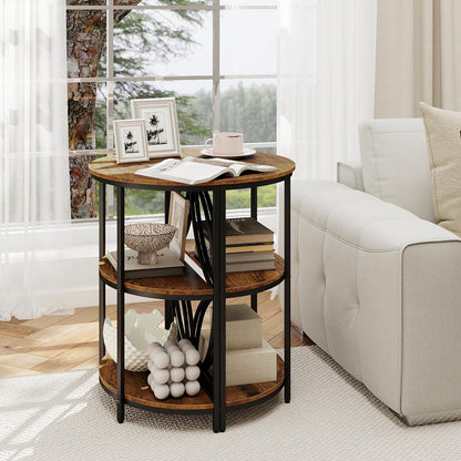 Goflame Half Round End Table 3-Tier Narrow Side Table(1/2)