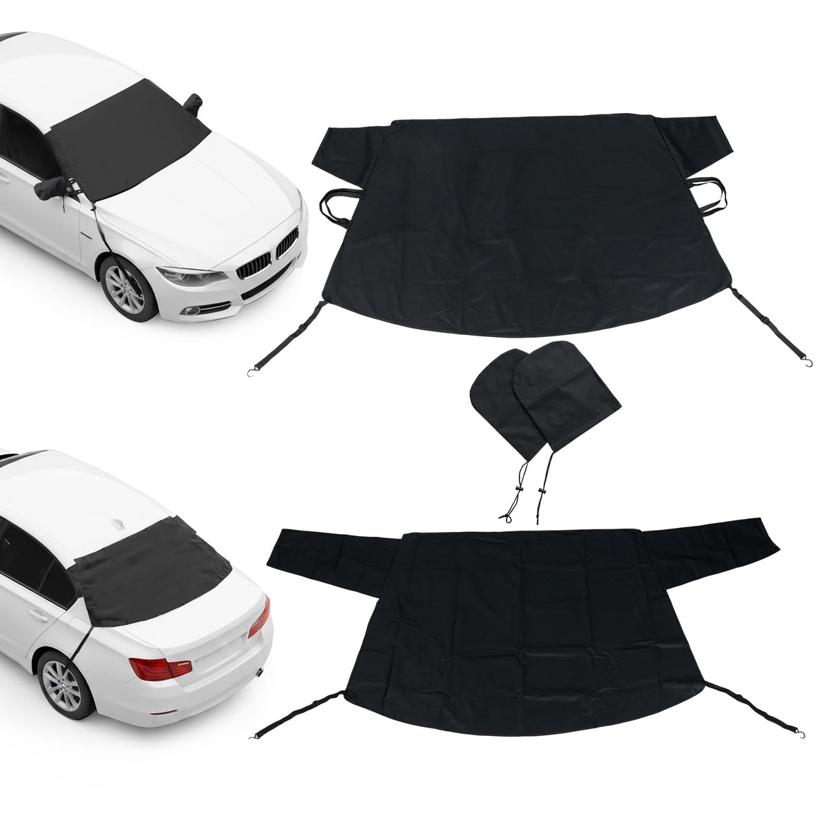 Goflame Car Windshield Snow Cover Set, Heavy Duty 600D Oxford Fabric Front & Rear Ice Frost Protectors