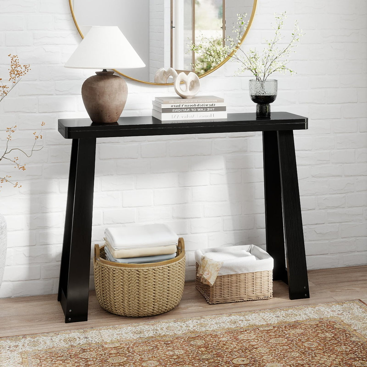 Goflame Narrow Long Console Table Behind The Couch
