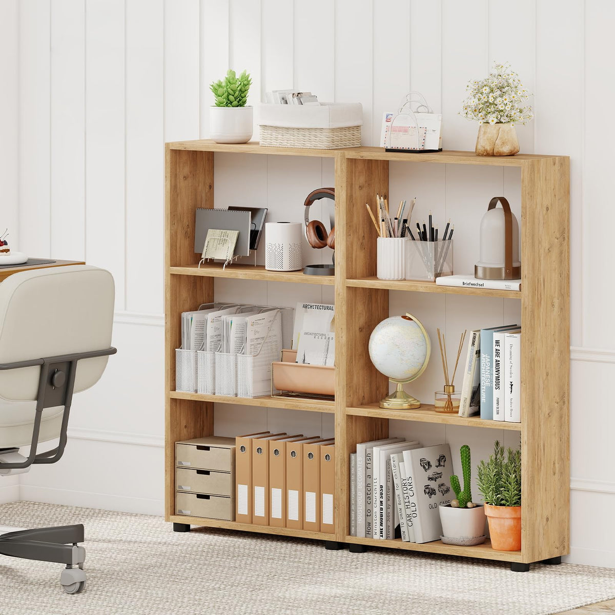Goflame 3-Tier Bookcase with Anti-Tipping Kit for Living Room