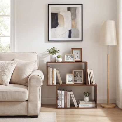 Goflame Geometric Bookcase Side Table with Open Storage