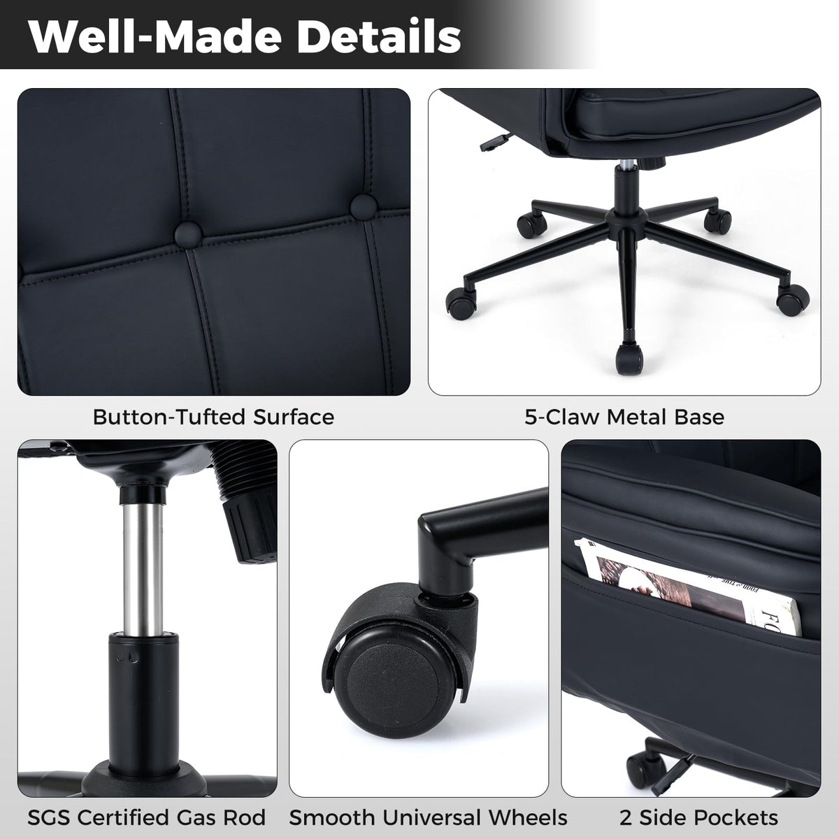 Goflame Criss Cross Chair with Armrests & Wheels