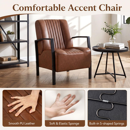 Goflame PU Leather Upholstered Armchair with Padded Seat & Back (1/2)