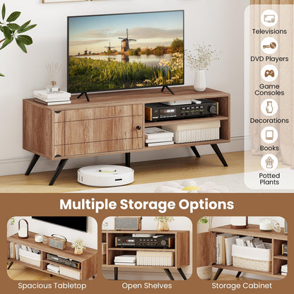 Goflame Mid-Century Modern Entertainment Center with Storage Cabinet
