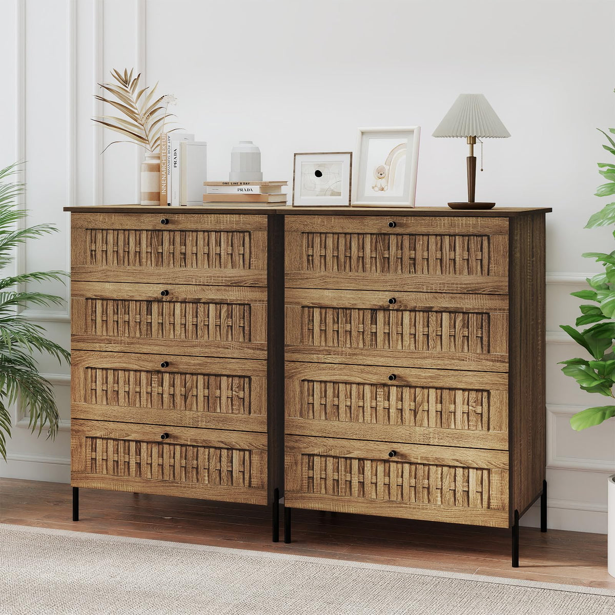 Goflame 4-Drawer Dresser with Interlocking Mechanism and Metal Legs for Bedroom