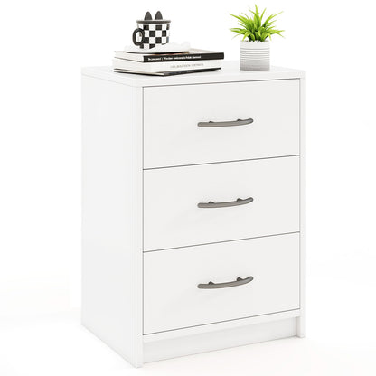 Goflame Nightstand with 3 Drawers, Modern Night Stand with Storage Drawers, White
