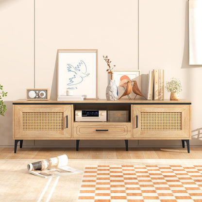 Goflame TV Stand for TV up to 65 Inches, Entertainment Center with 2 Cabinets