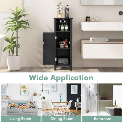 Goflame Narrow Bathroom Storage Cabinet - Corner Unit with Open Compartment, Adjustable Shelf