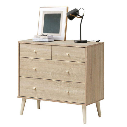 Goflame 4-Drawer Dresser, Free-Standing Chest Wood Legs and Sliding Rail