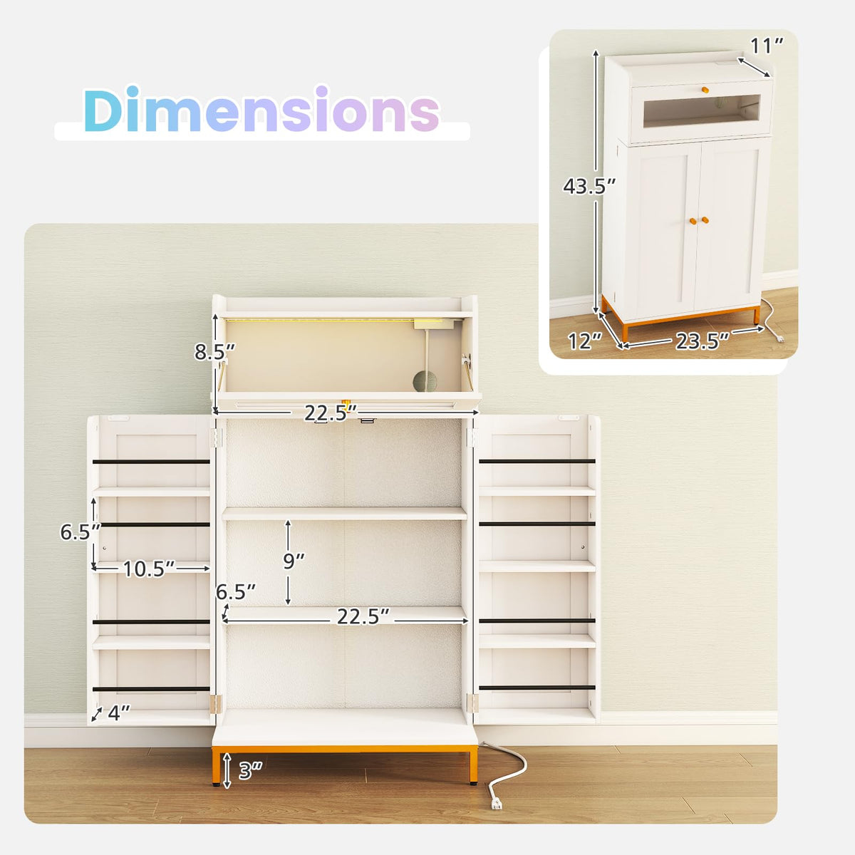 Goflame Sideboard Buffet Cabinet with LED Light Power Outlet, 2-Door Food Pantry Cabinet