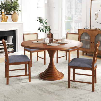 Goflame Rattan Dining Chairs Set of 2/4, Modern Upholstered Kitchen Chairs w/Rubber Wood Frame