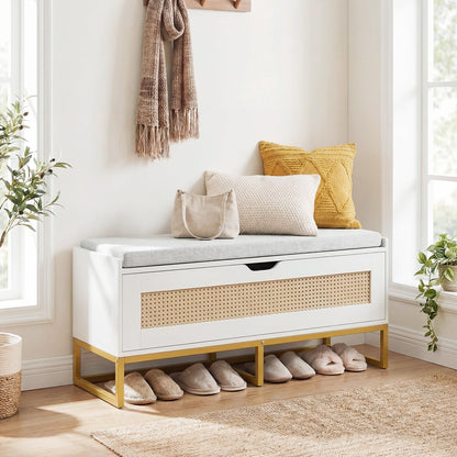 Goflame Flip-Top Entryway Bench with Removable Padded Seat & Hidden Storage