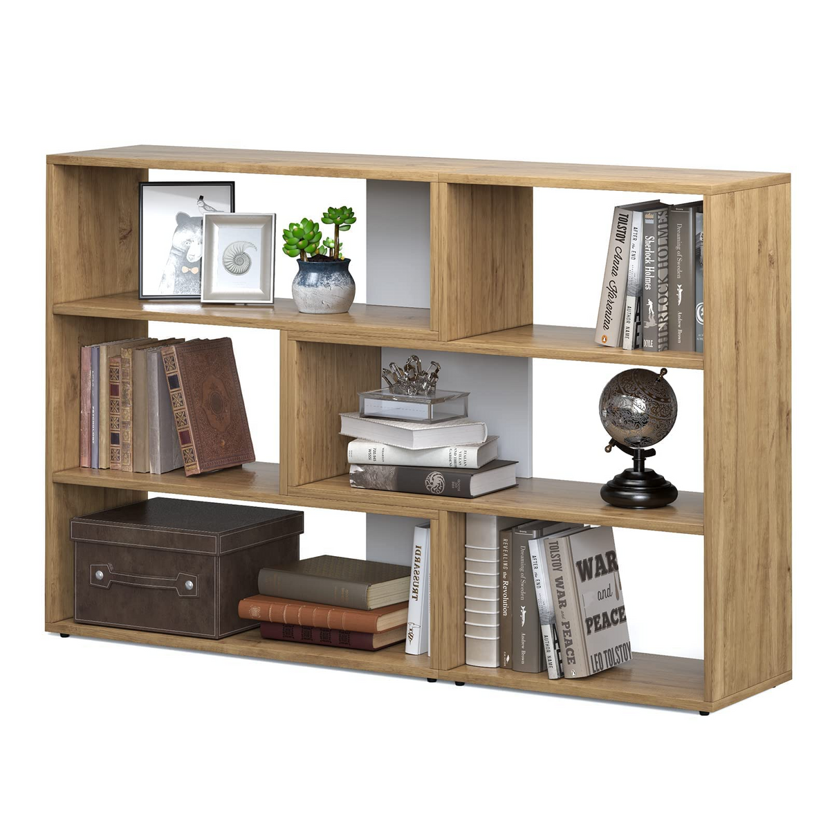 Goflame Open Shelf Bookcase, Separable Cube Bookshelf TV Stand w/ 6 Grids