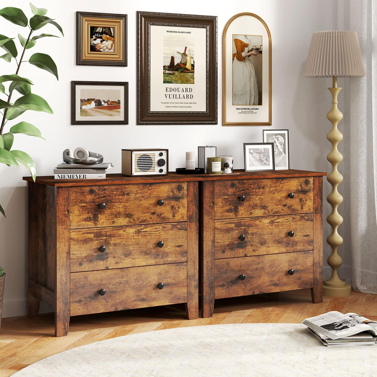 Goflame Small 3-Drawer Dresser for Bedroom - 28.5” x 18” x 26” Wide Chest of Drawers, Modern Large Nightstand