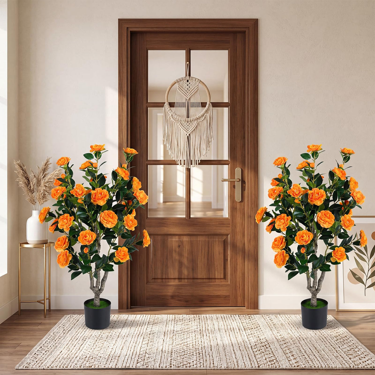 GOFLAME 39.5" Artificial Camellia Trees with Planter for Outdoor(1/2)
