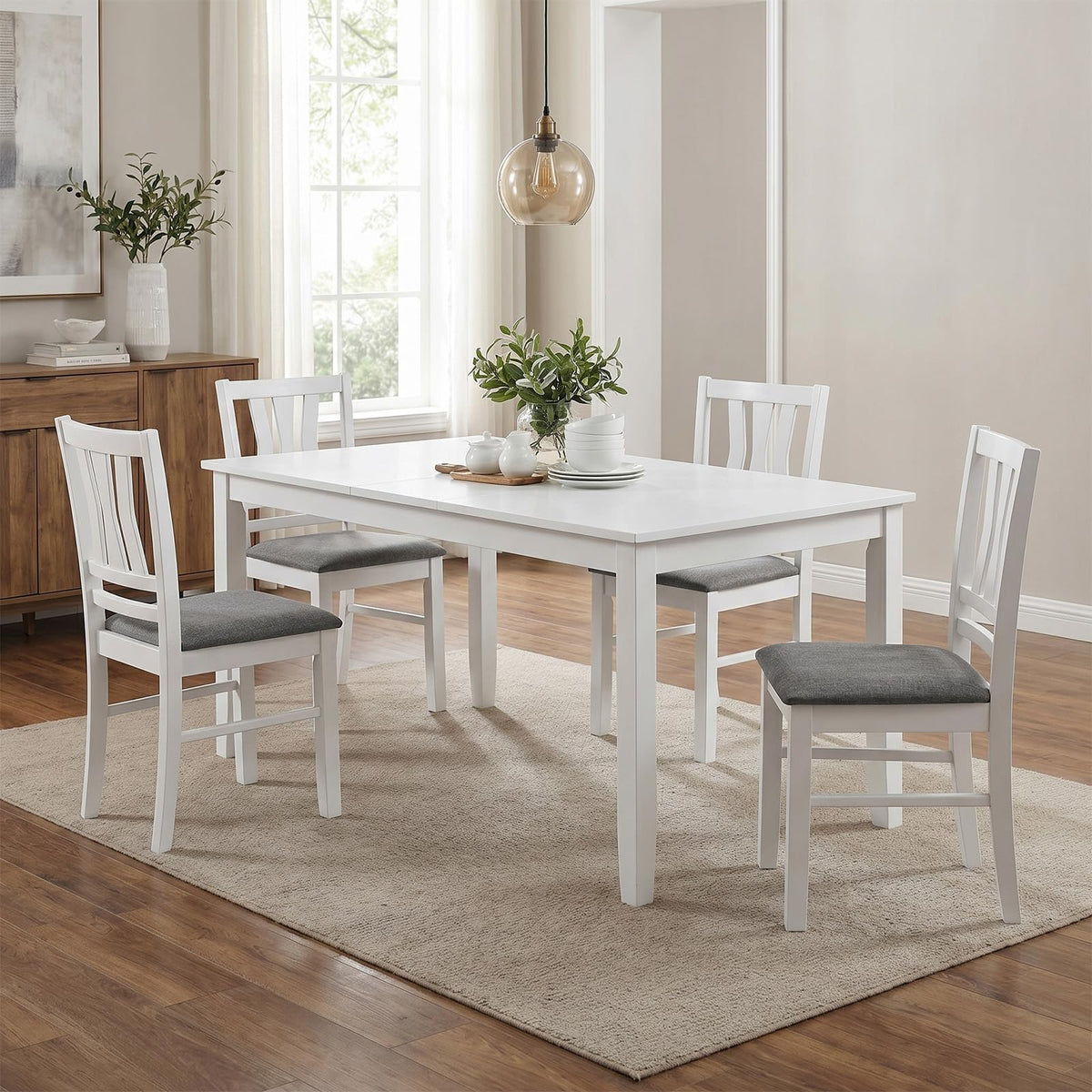 Goflame Wood Dining Chairs Set of 2/4 with Slat Back