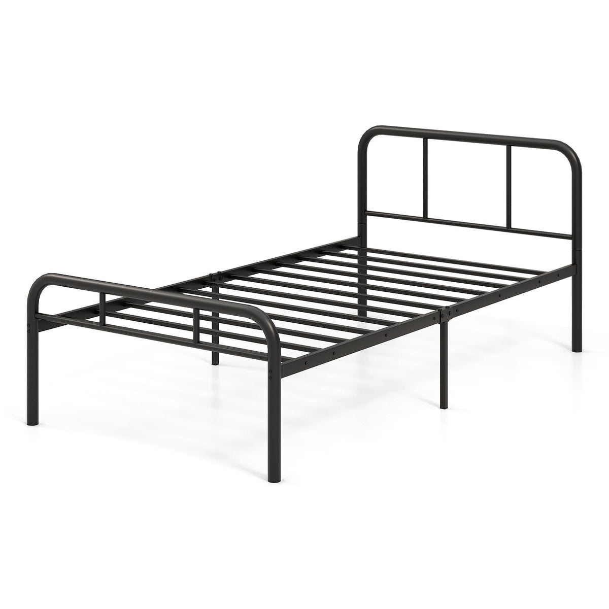 Goflame Twin Size Bed Frame, Modern Metal Platform Bed with Headboard and Footboard, Heavy Duty Steel Slat Support Mattress Foundation