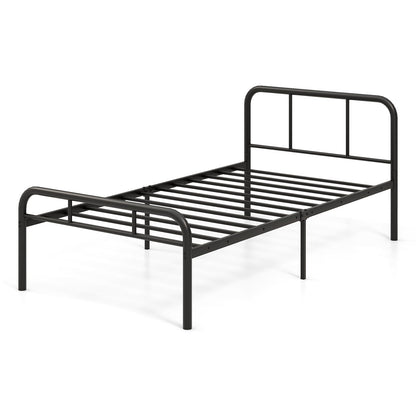 Goflame Twin Size Bed Frame, Modern Metal Platform Bed with Headboard and Footboard, Heavy Duty Steel Slat Support Mattress Foundation