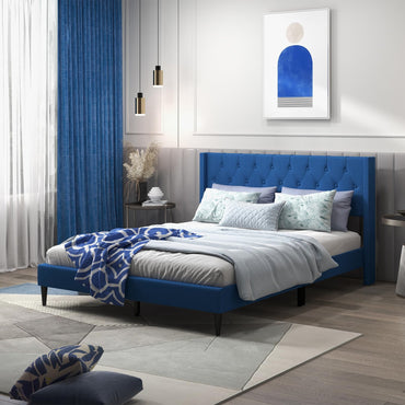 Goflame Queen/Twin Size Platform Bed Frame with Wingback