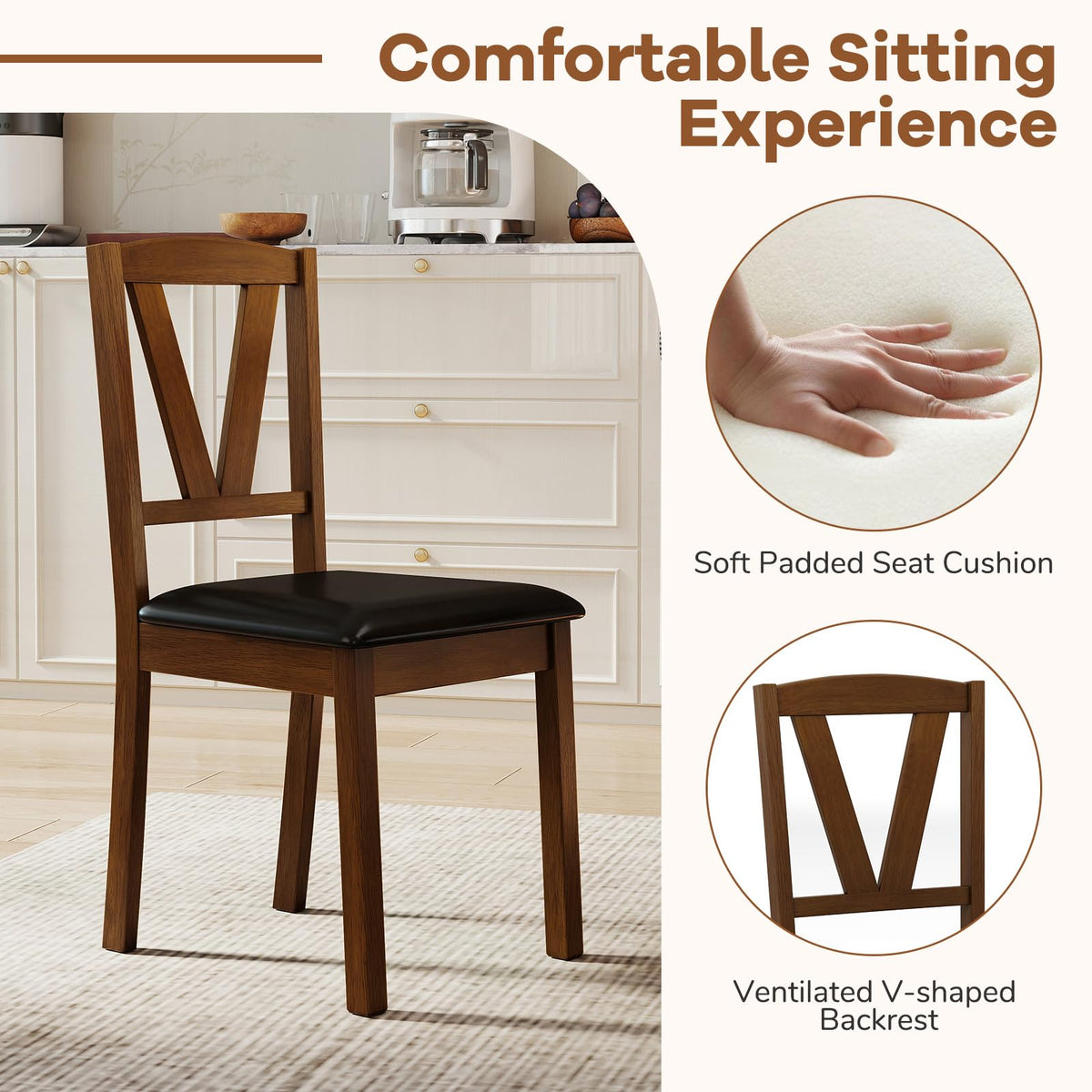 Goflame Wooden Dining Chairs Set (2/4)