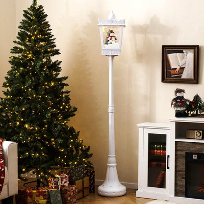Goflame 8 ft White Musical Christmas Streetlight | Lighted Holiday Decoration for Home Yard Porch