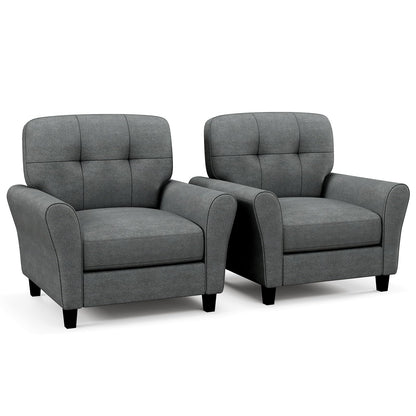 Goflame Modern Mid-Century Accent Chair - Linen Living Room Chair with Tufted Back, Grey