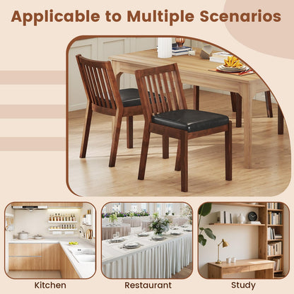 Goflame PU Leather Upholstered Kitchen Chairs w/Rubber Wood Frame Padded Seat