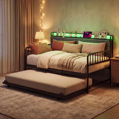 Goflame Daybed with Trundle Twin Bed Frame