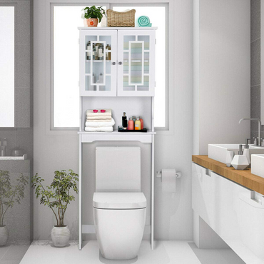 Goflame Over-The-Toilet Storage Spacesaver, Bathroom Organizer with Cabinet and Shelf