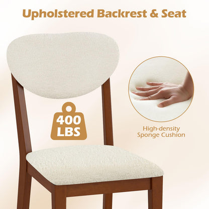 Goflame Sherpa Dining Chairs Set of 4 Modern Kitchen Chair w/Rubber Wood Legs