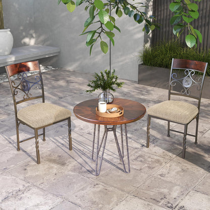 Goflame Upholstered Dining Chair Set, Vintage Metal Dining Chairs with Soft Padded Seat Cushion