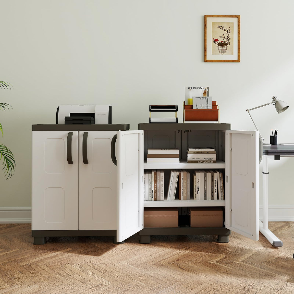 Goflame Storage Cabinet with 2 Doors and Adjustable Shelves