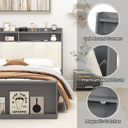 Goflame Full Size Bed Frame with Storage