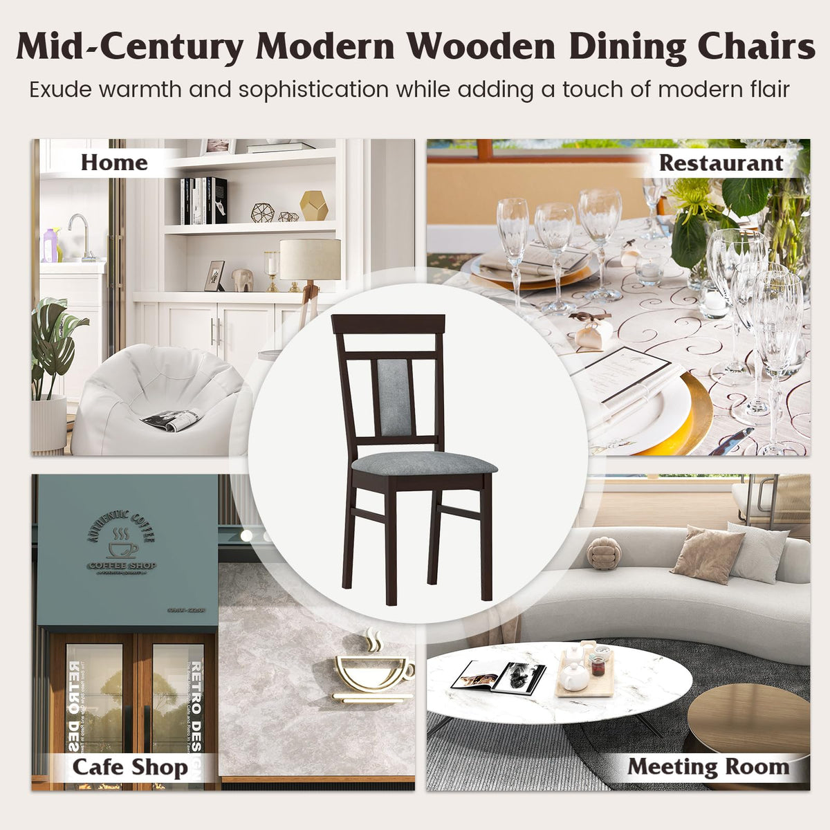 Goflame Wooden Dining Chairs Set for Dining Room Living Room