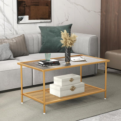 Goflame 2-Tier Modern Coffee Table
