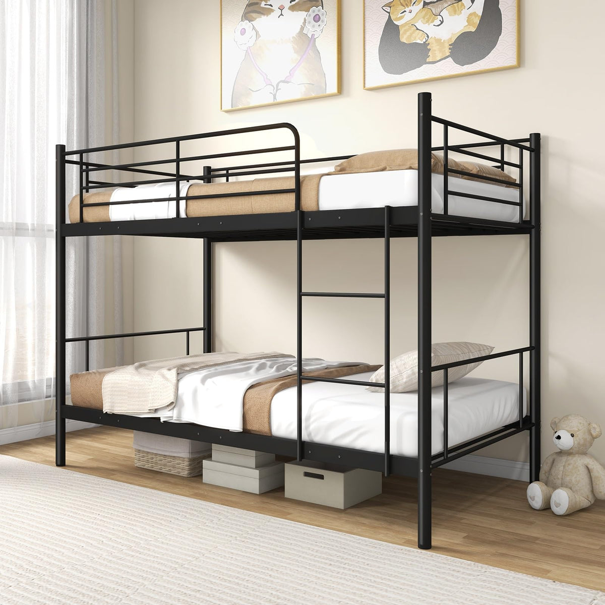 Goflame Metal Bunk Bed Twin Over Twin, Bunk Beds for Kids, Teens & Adults Bunk Bed with Stairs