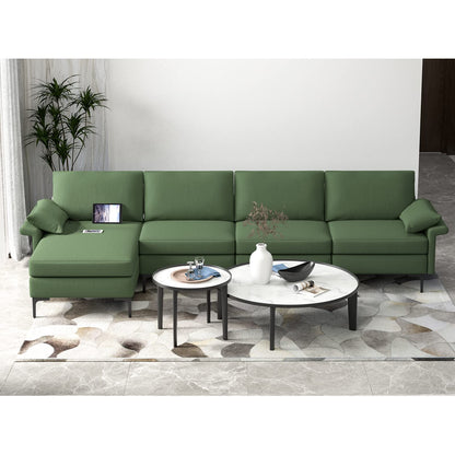 Goflame 130.5" L Convertible Sofa Couch, Sectional Sleeper
