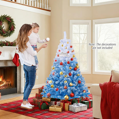 Goflame Pre-Lit Snow Flocked Christmas Tree | Artificial Hinged Xmas Full Tree