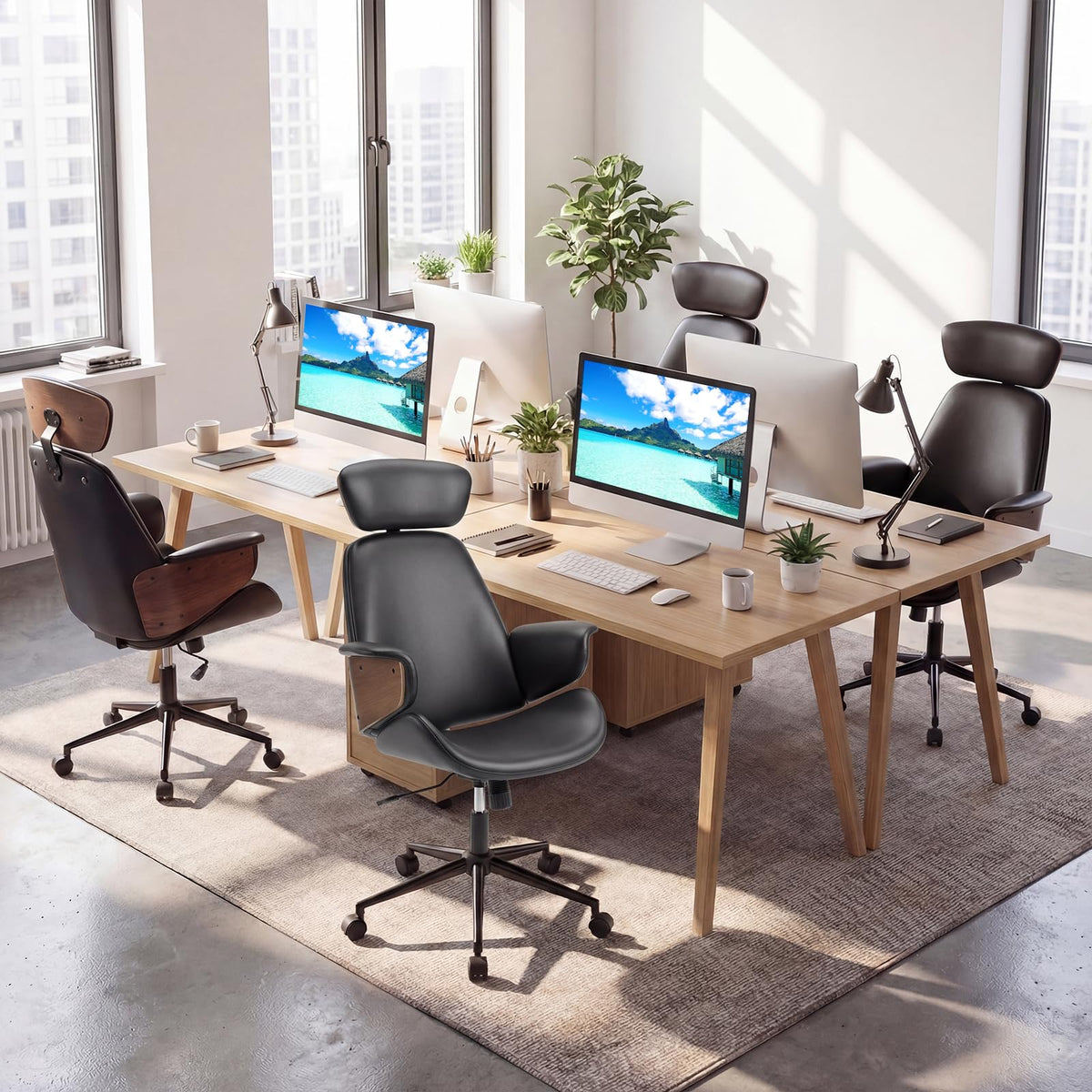 Goflame Ergonomic High Back Faux Leather Executive Chair with Headrest