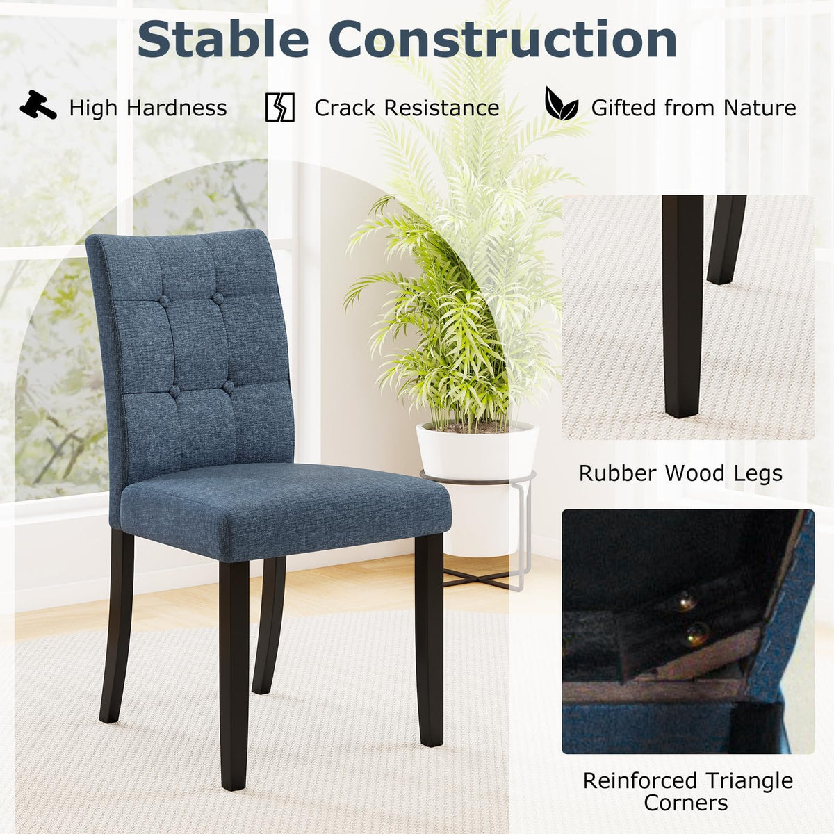 Goflame Upholstered Dining Chairs Set for Restaurant