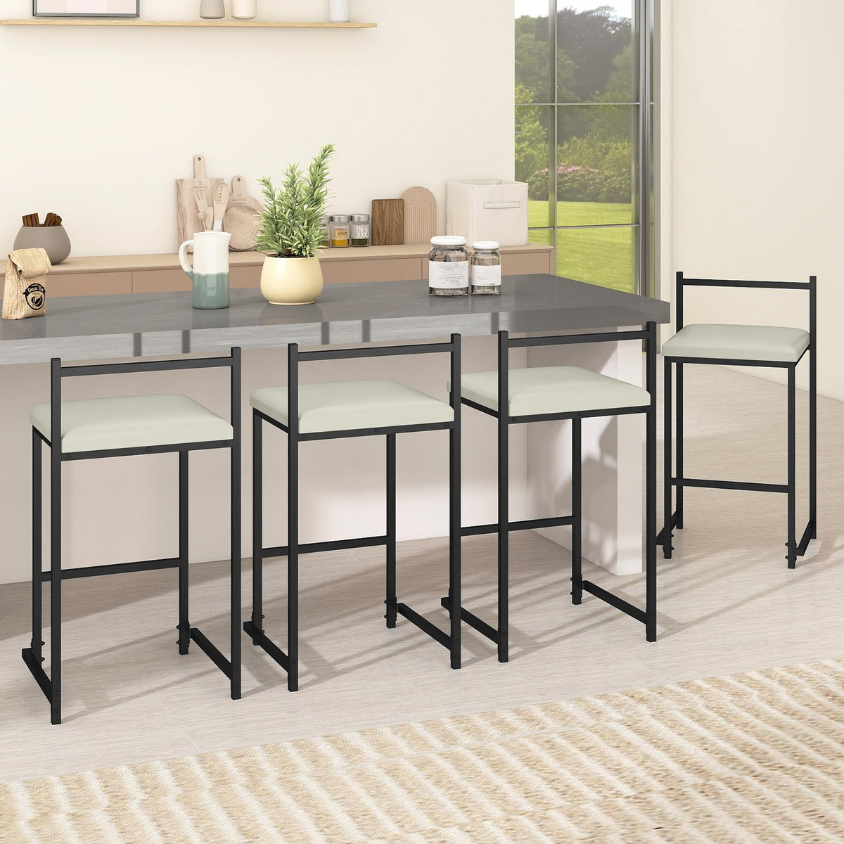 Goflame 26 Inch Modern Metal Bar Stools Set of 2/4 Armless Bar Chairs with Low Back