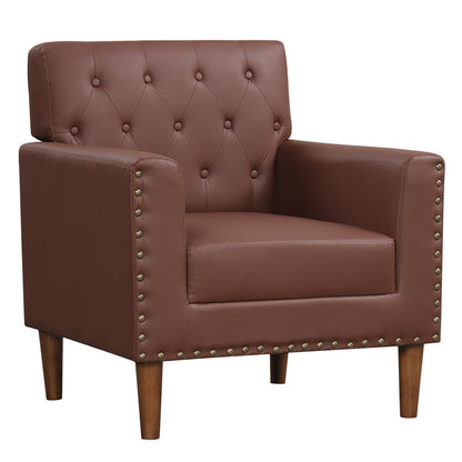 Goflame Mid Century Modern Accent Chair with Button Tufted Decoration and Rivets