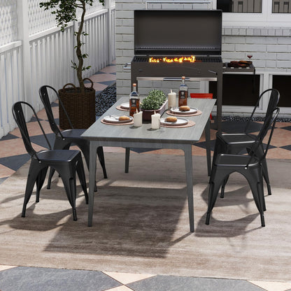Goflame Metal Dining Chairs Set of 4, Farmhouse Kitchen Chairs with Removable Backrest