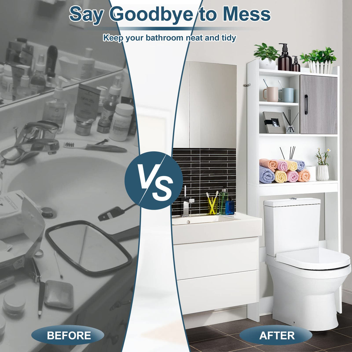 Goflame Over-The-Toilet Space-Saving Storage Cabinet