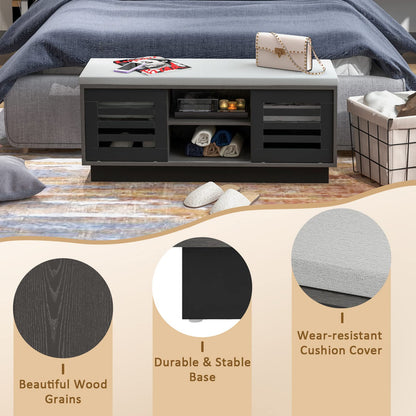 Goflame Entryway Shoe Storage Bench - Shoe Rack w/Seat Cushion & 6 Storage Compartments