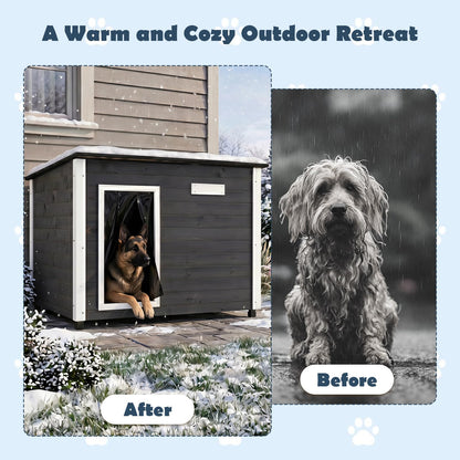 Goflame Wooden Dog House with Openable Asphalt Roof