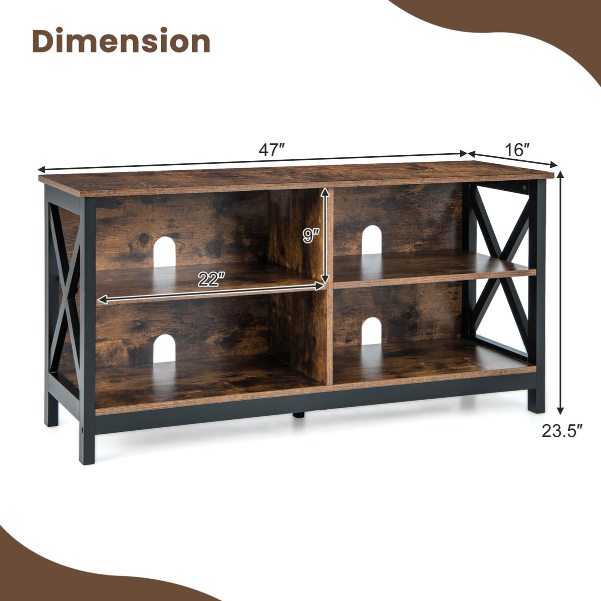 Goflame TV Stands for Living Room - 3-Tier Media Console Table with Storage Shelves